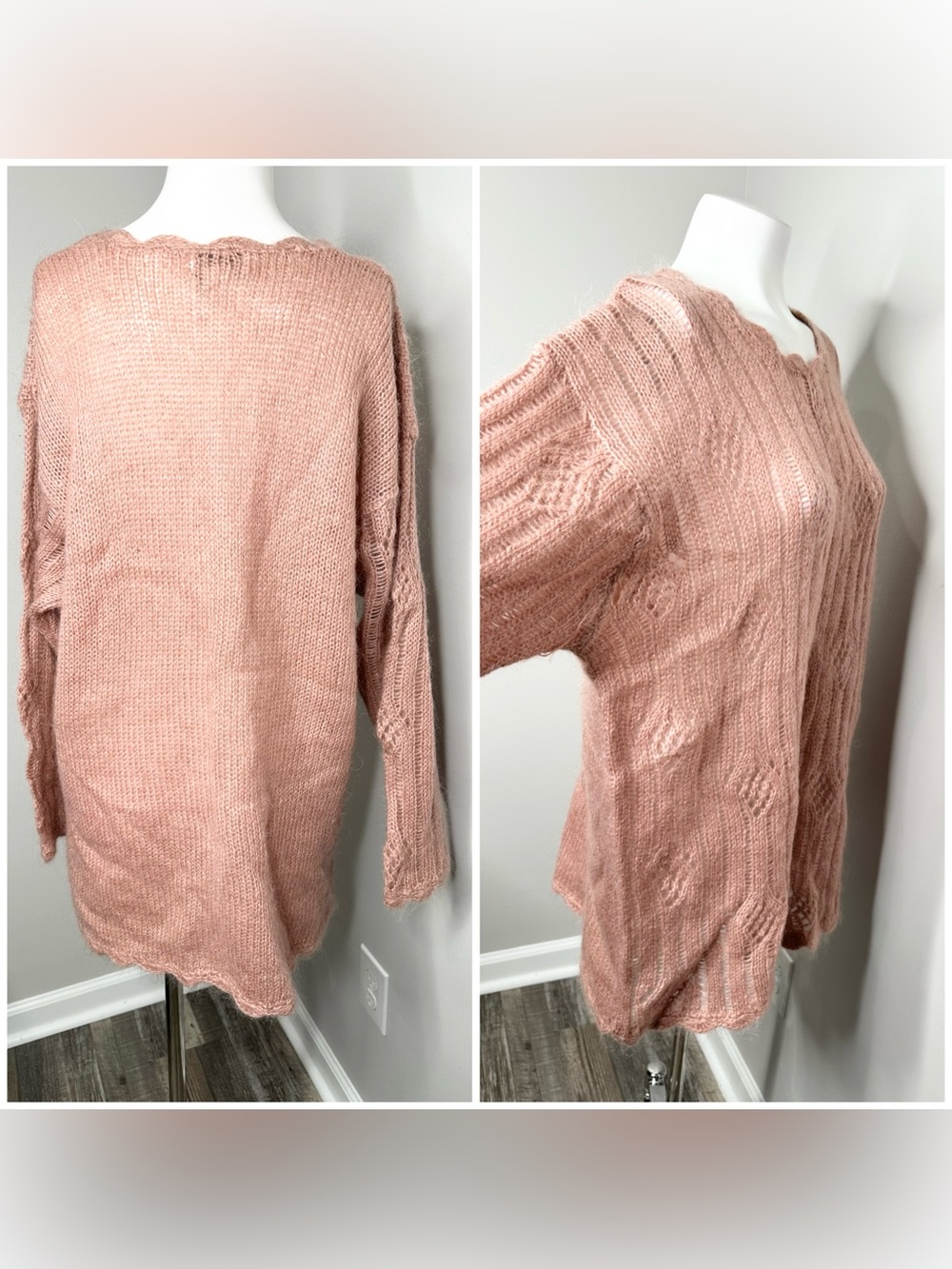 Liz & Me Blush Pink Scoop Neck Lightweight Knit Sweater- small